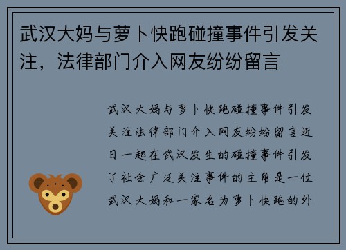 武汉大妈与萝卜快跑碰撞事件引发关注，法律部门介入网友纷纷留言